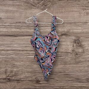 Haute Monde Paisley Print Sleeveless Snap Bodysuit Sz 1X NWT